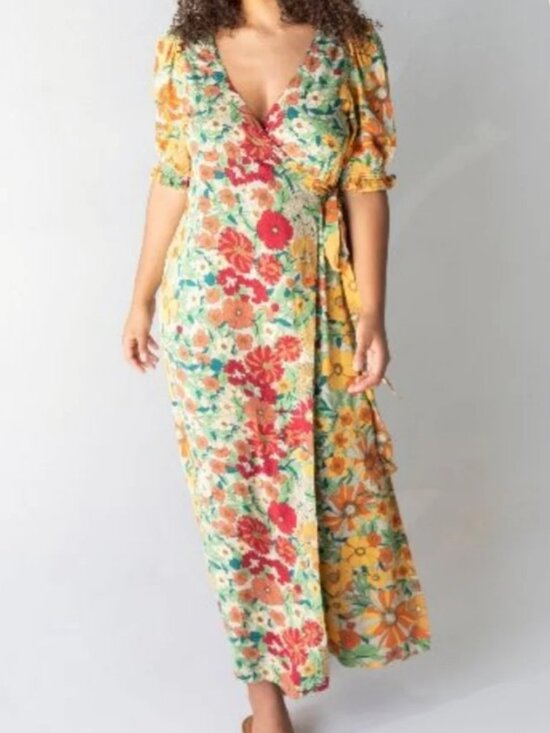 NATURAL LIFE Dresses & Skirts - Natural Life Sophia Floral Wrap Dress Size L/XL